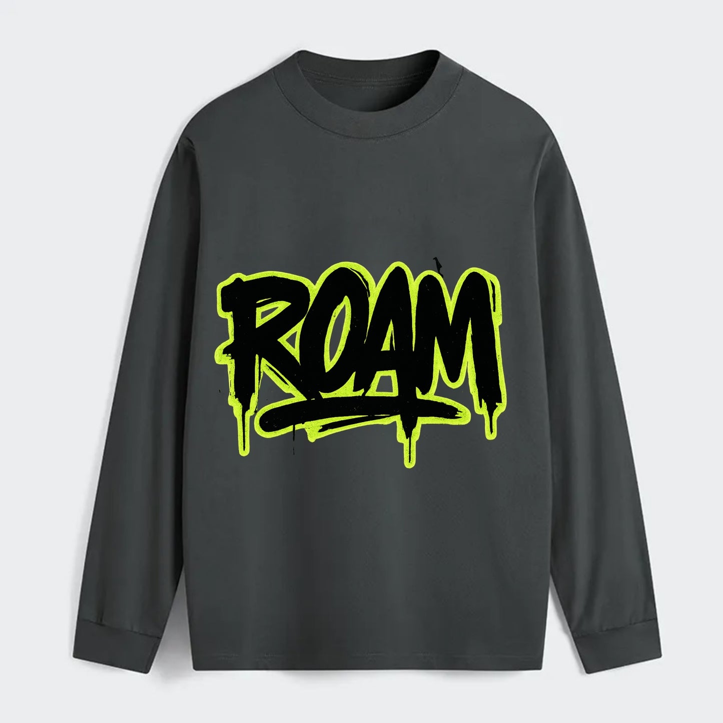 Bold typography design - "ROAM" - wander freely, no destination needed - Classic Long Sleeve Shirt - Gray