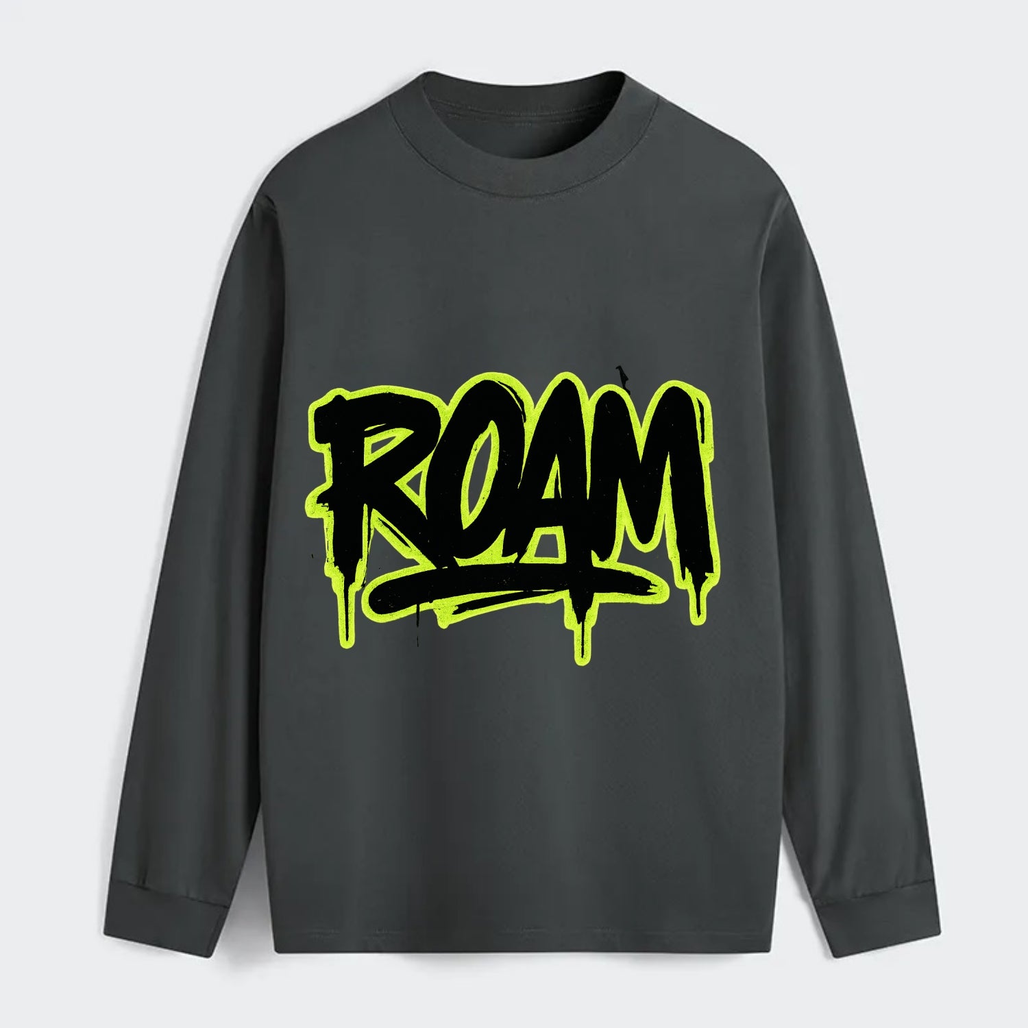 Bold typography design - "ROAM" - wander freely, no destination needed - Classic Long Sleeve Shirt - Gray