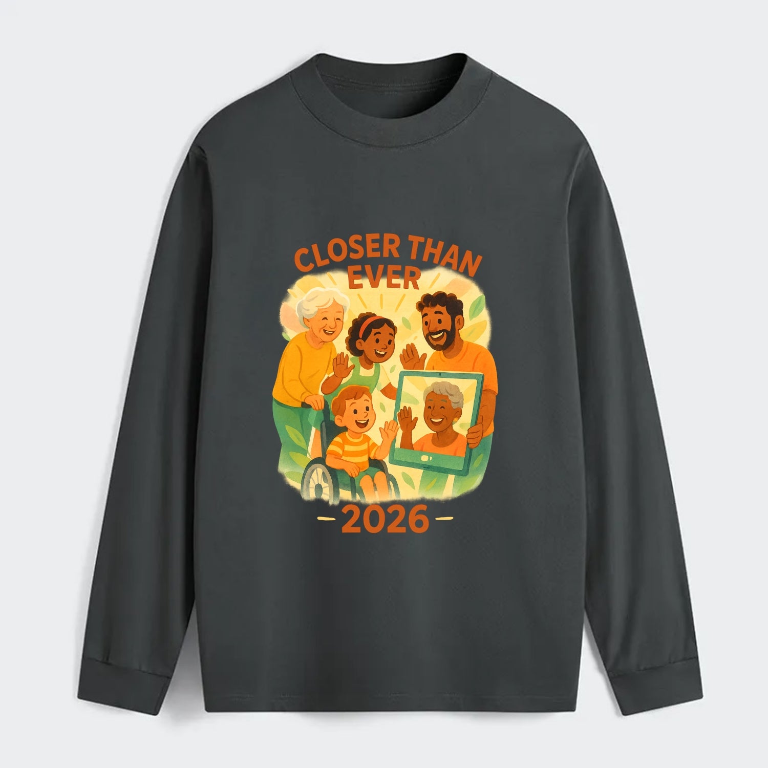 Technology bringing distant families together - "Closer Than Ever" - - Classic Long Sleeve Shirt - Gray