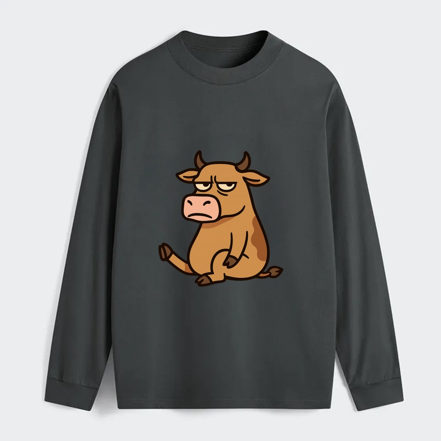 The Cow Judging Silently - Classic Long Sleeve Shirt - Gray