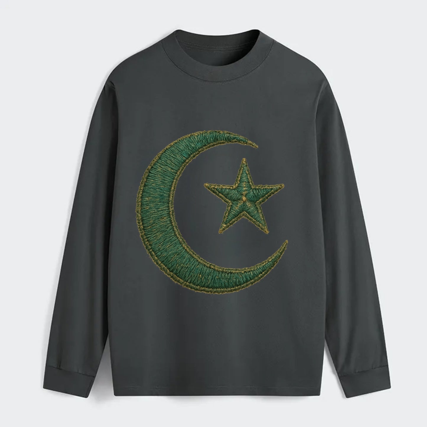 Crescent Moon and Star - Classic Long Sleeve Shirt - Gray