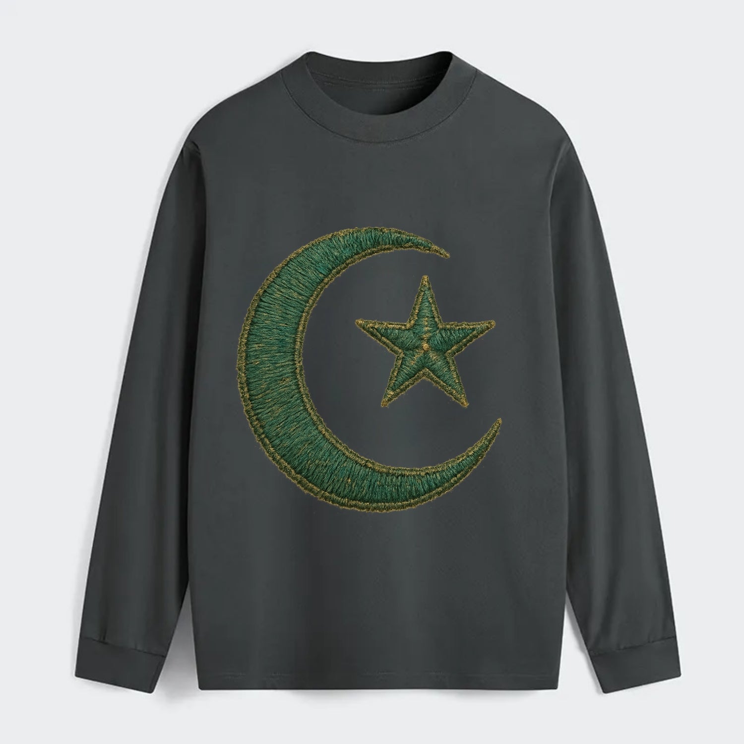 Crescent Moon and Star - Classic Long Sleeve Shirt - Gray