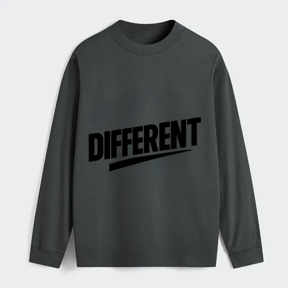 Bold typography design - "DIFFERENT" - standing out, not following crowd - Classic Long Sleeve Shirt - Gray