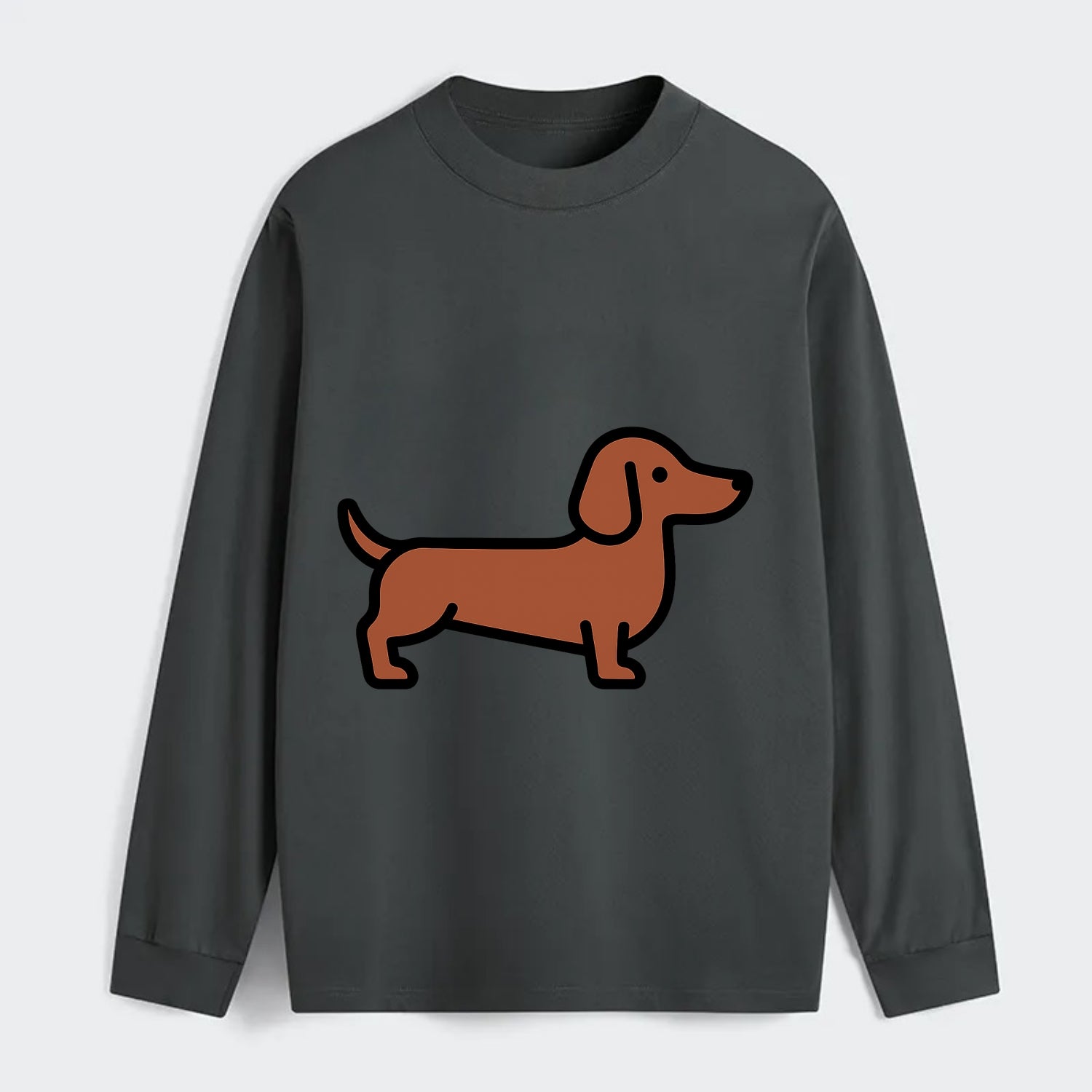 Dachshund - Red/brown smooth flat side profile - Classic Long Sleeve Shirt - Gray