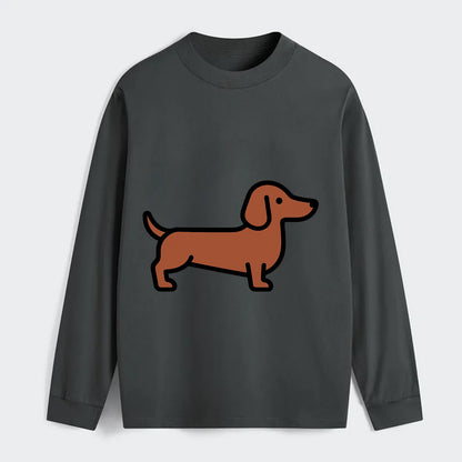 Dachshund - Red/brown smooth flat side profile - Classic Long Sleeve Shirt - Gray