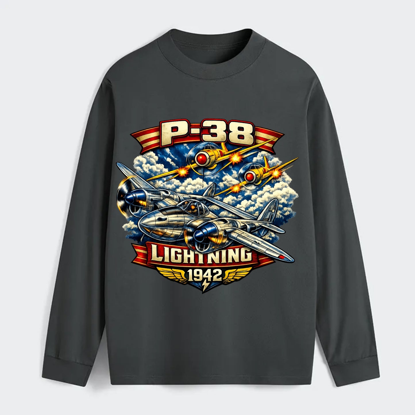 P 38 Lightning - Classic Long Sleeve Shirt - Gray