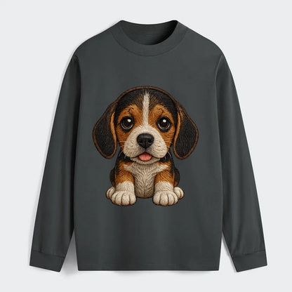 Baby Beagle Puppy - tricolor coat, long droopy ears, big pleading eyes, - Classic Long Sleeve Shirt - Gray