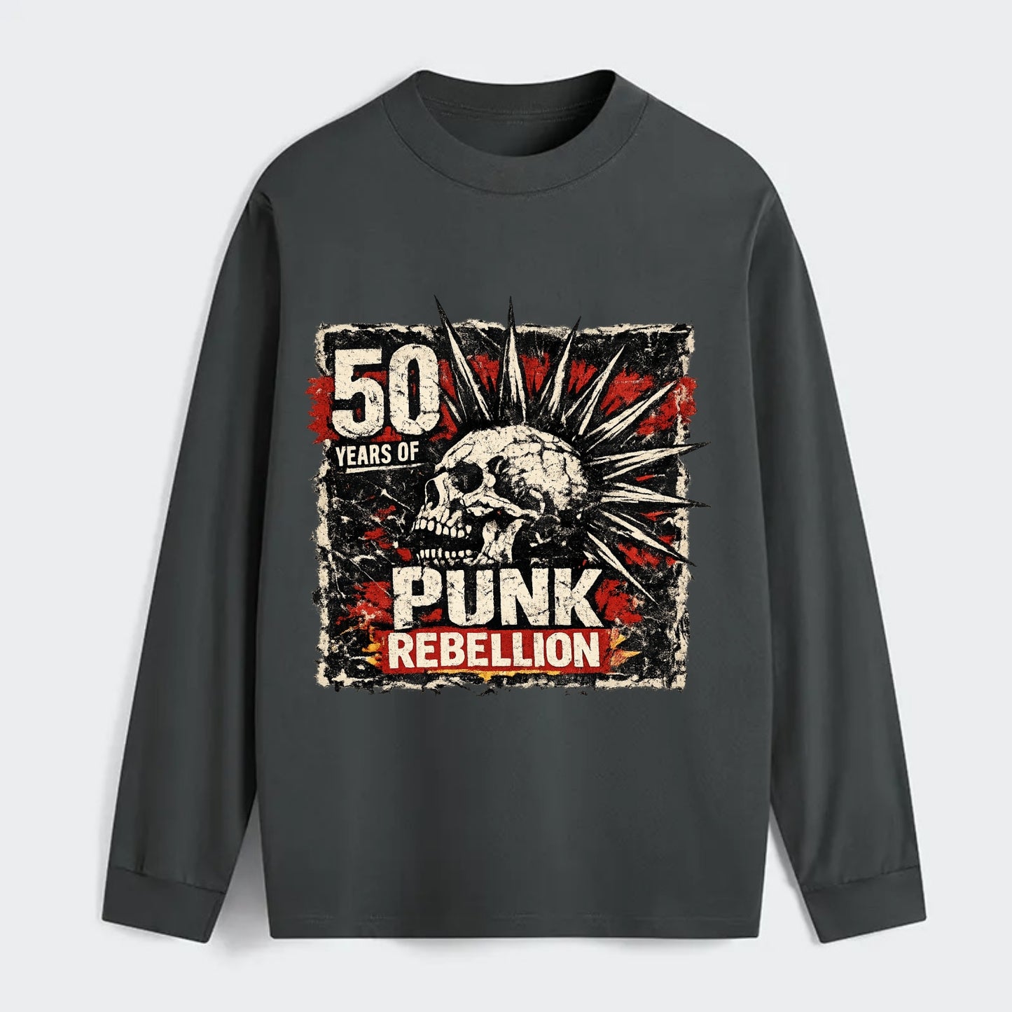 MOHAWK RISING | Spiked hair silhouette | Liberty spikes | Punk identity - Classic Long Sleeve Shirt - Gray