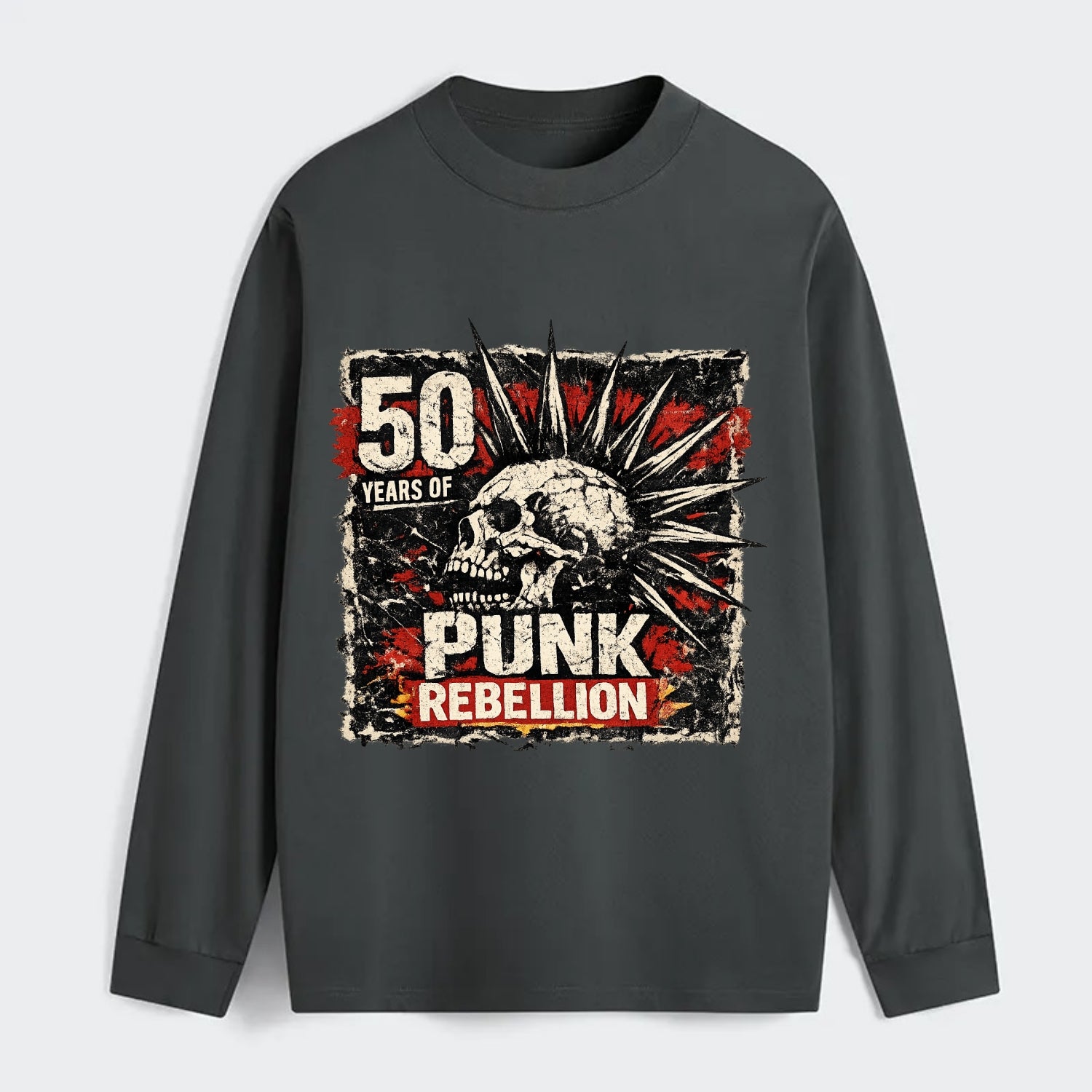 MOHAWK RISING | Spiked hair silhouette | Liberty spikes | Punk identity - Classic Long Sleeve Shirt - Gray