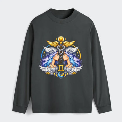MERCURY WINGS | Winged messenger symbol | Caduceus staff | Swift - Classic Long Sleeve Shirt - Gray