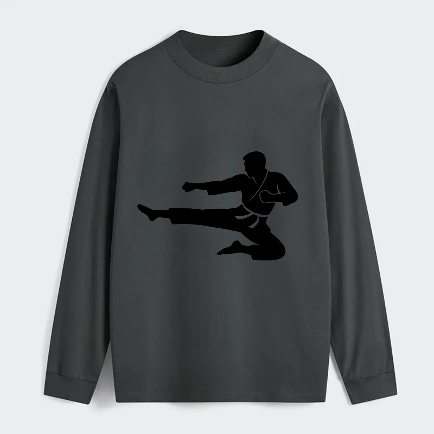 Martial artist flying kick - Classic Long Sleeve Shirt - Gray