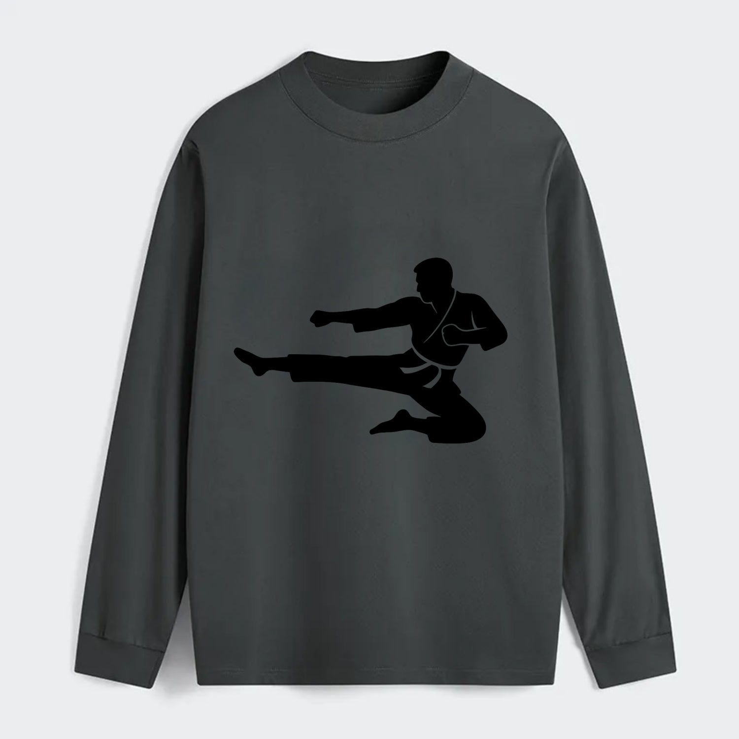 Martial artist flying kick - Classic Long Sleeve Shirt - Gray