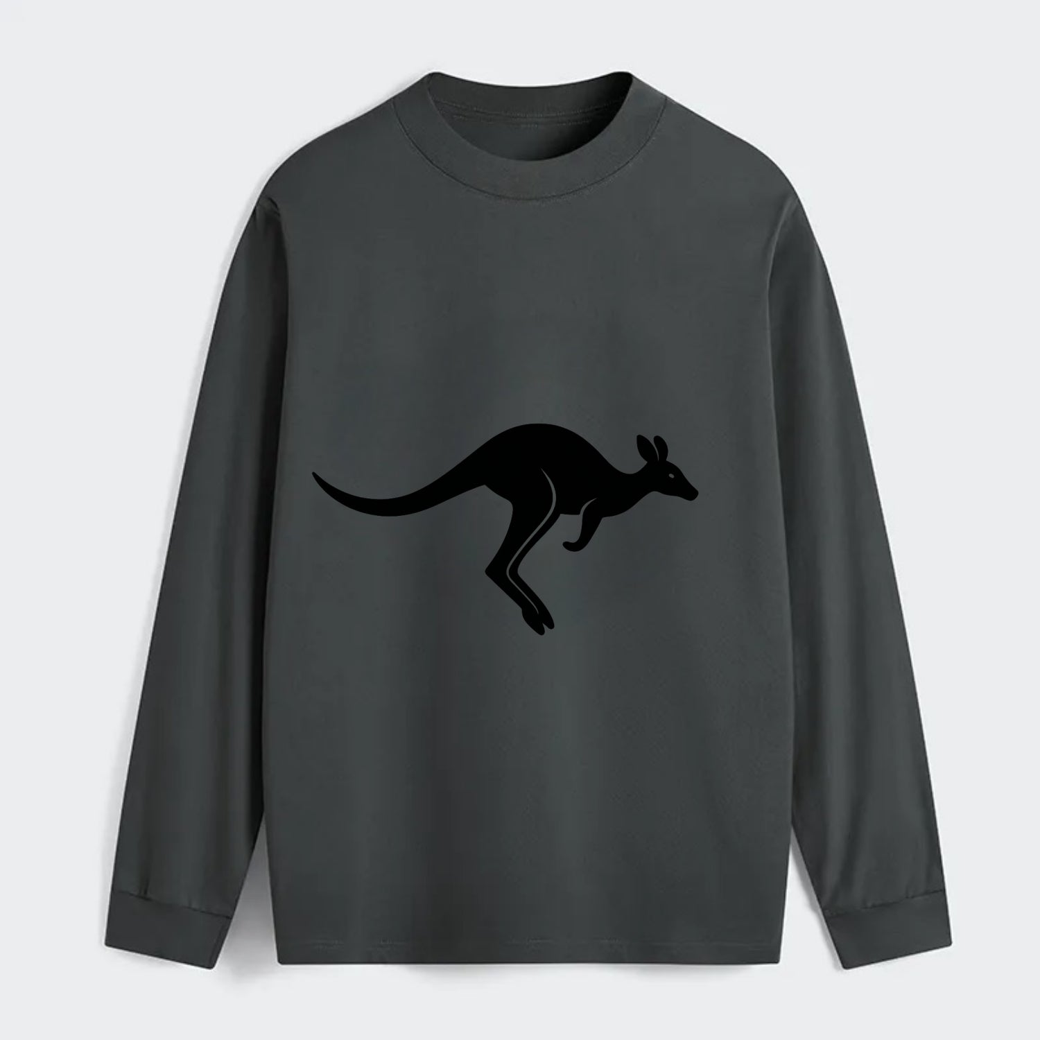 Kangaroo leaping across outback - Classic Long Sleeve Shirt - Gray