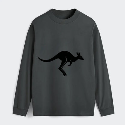 Kangaroo leaping across outback - Classic Long Sleeve Shirt - Gray