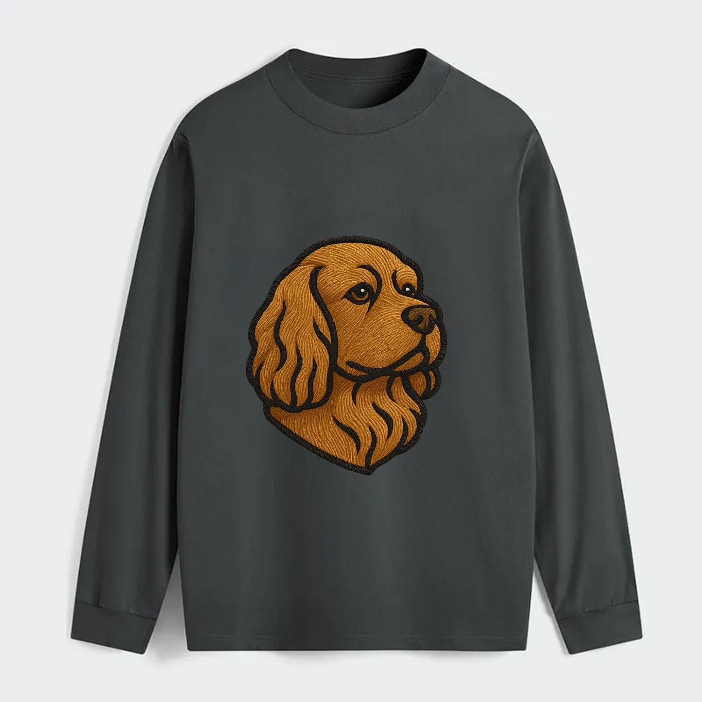 Sussex Spaniel - Golden liver embroidered low-set design - Classic Long Sleeve Shirt - Gray