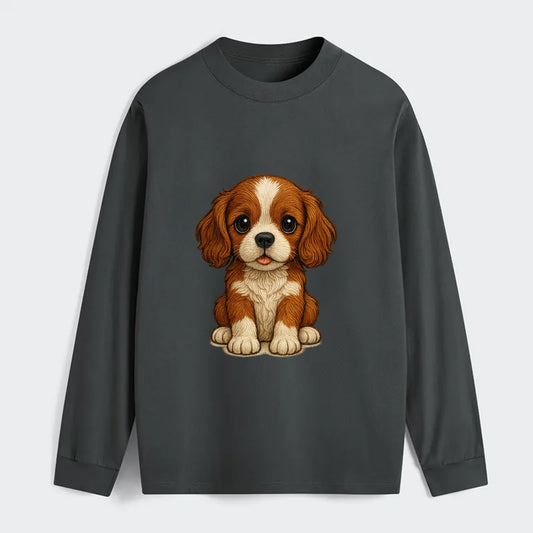 Baby Cavalier King Charles Spaniel Puppy - silky ears, gentle eyes, - Classic Long Sleeve Shirt - Gray