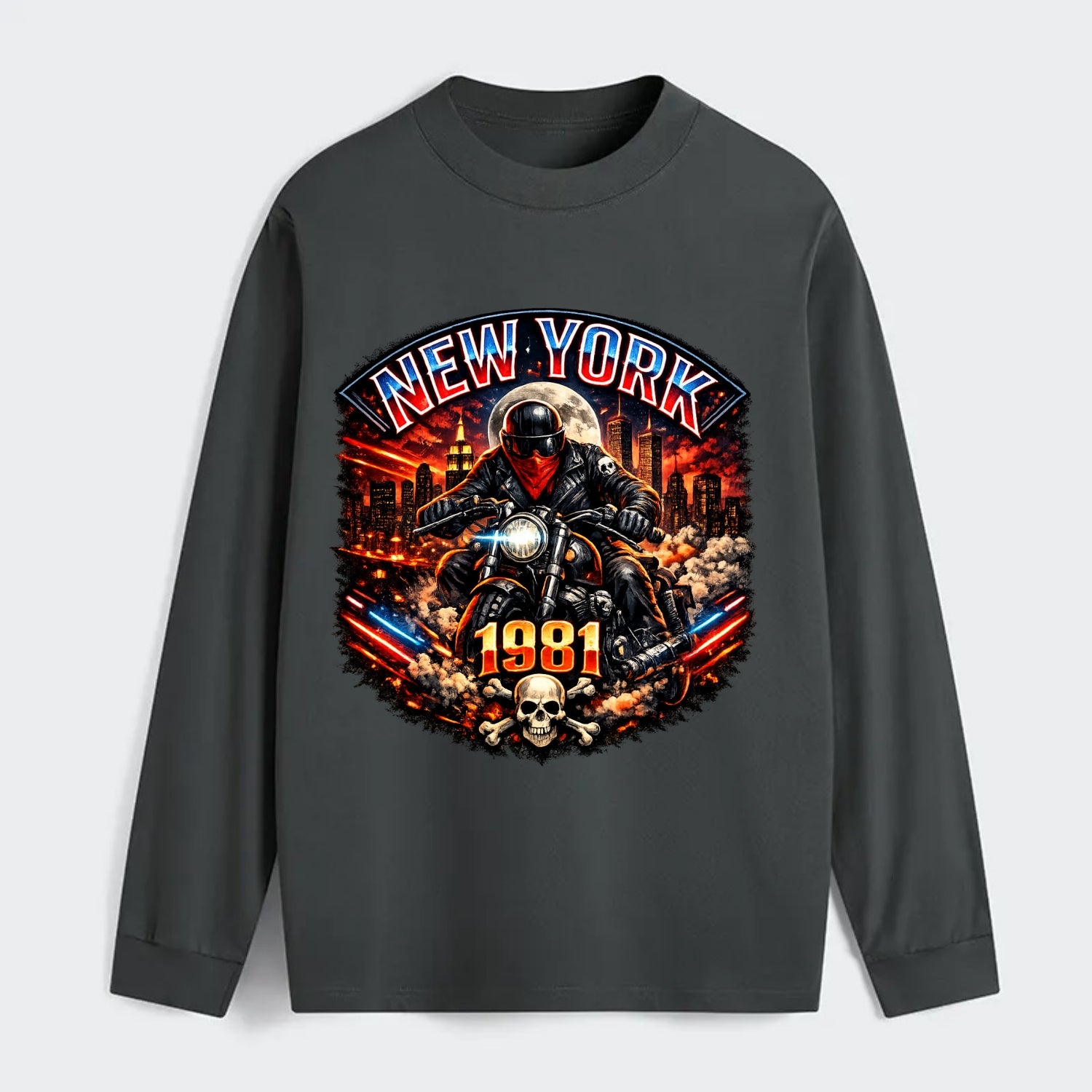 New York 1981 Biker - Classic Long Sleeve Shirt - Gray