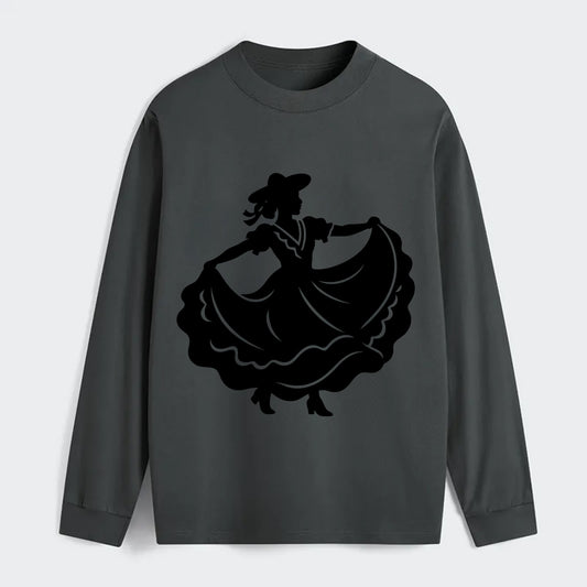 Mexican folk dancer twirling skirt - Classic Long Sleeve Shirt - Gray