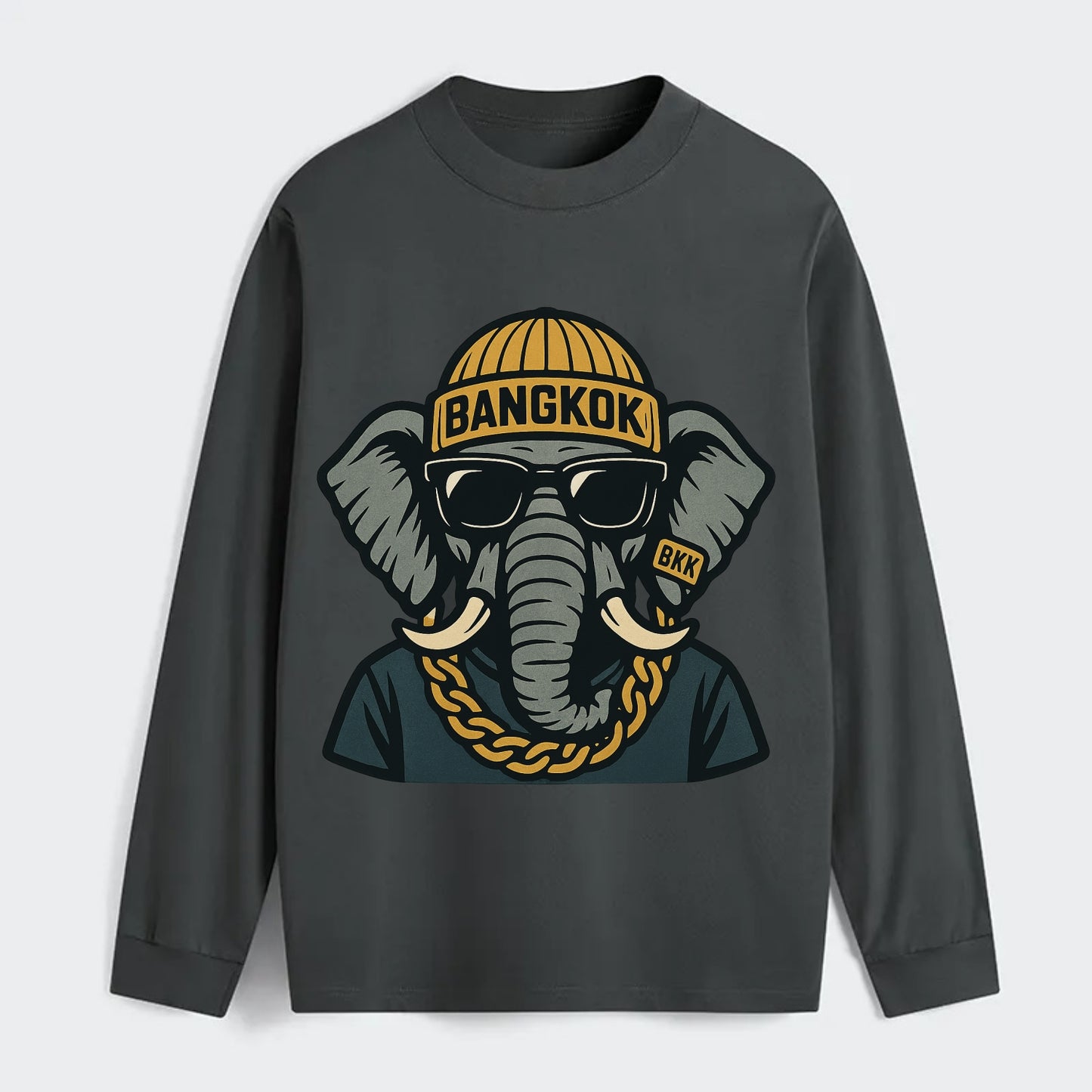 Bangkok Elephant - Classic Long Sleeve Shirt - Gray