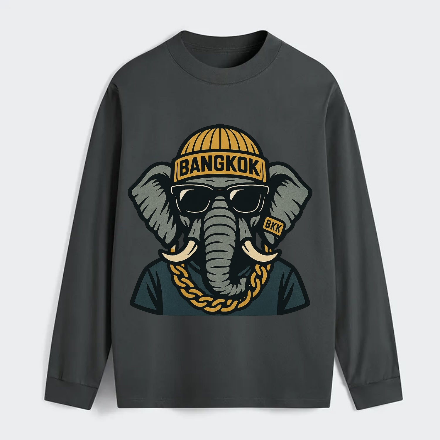 Bangkok Elephant - Classic Long Sleeve Shirt - Gray