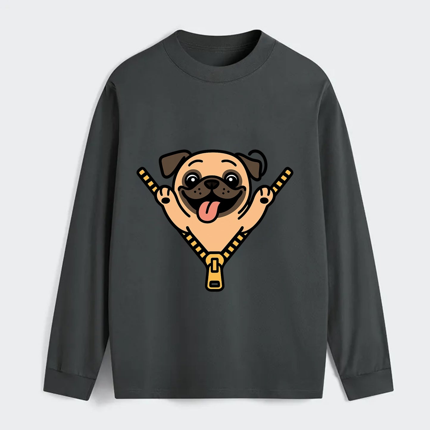 Pug - Classic Long Sleeve Shirt - Gray