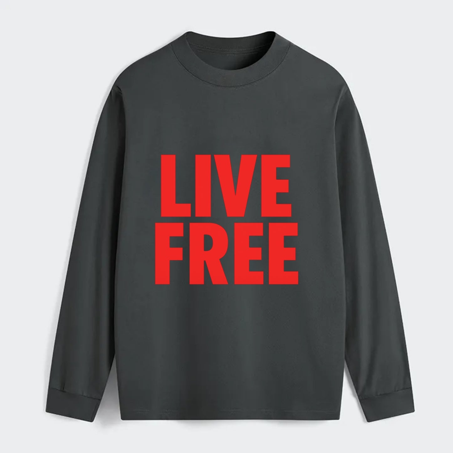 Bold typography design - "LIVE FREE" - unrestricted living - Classic Long Sleeve Shirt - Gray