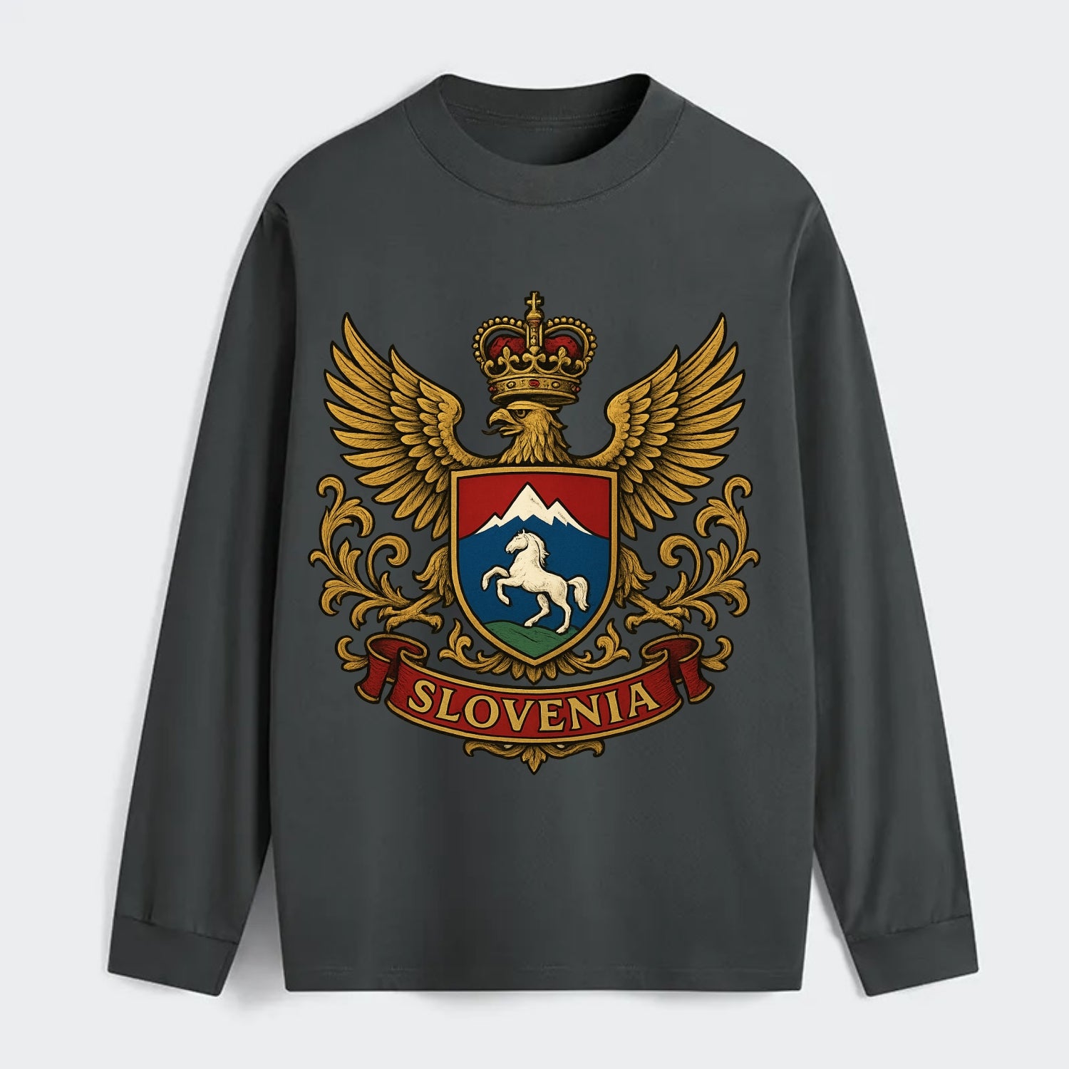 Slovenia Heritage Badge - Classic Long Sleeve Shirt - Gray
