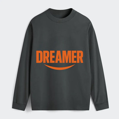 Bold typography design - "DREAMER" - imagination, seeing possibilities - Classic Long Sleeve Shirt - Gray