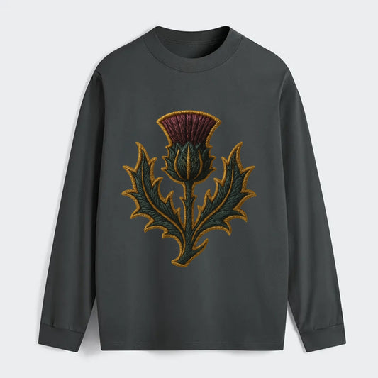 Scottish Thistle  - Classic Long Sleeve Shirt - Gray