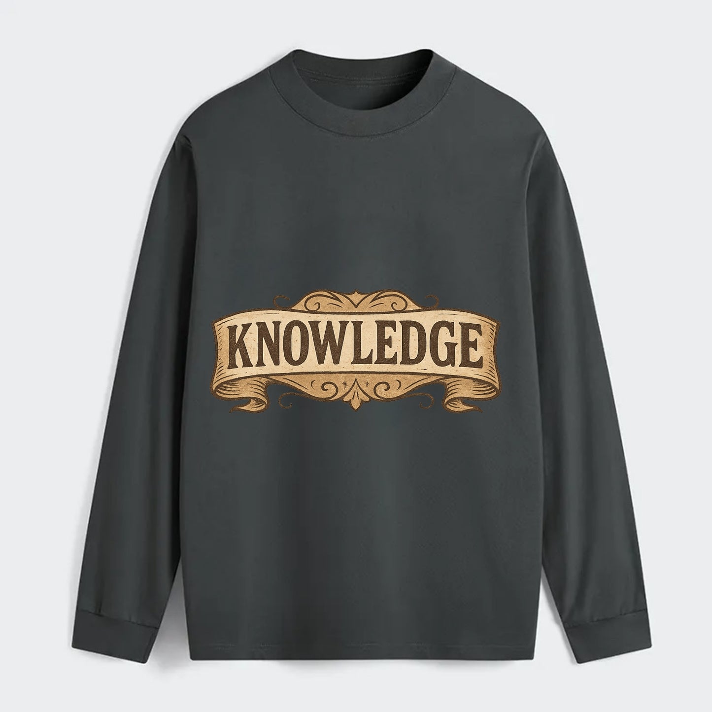 Bold typography design - "KNOWLEDGE" - learning, understanding - Classic Long Sleeve Shirt - Gray