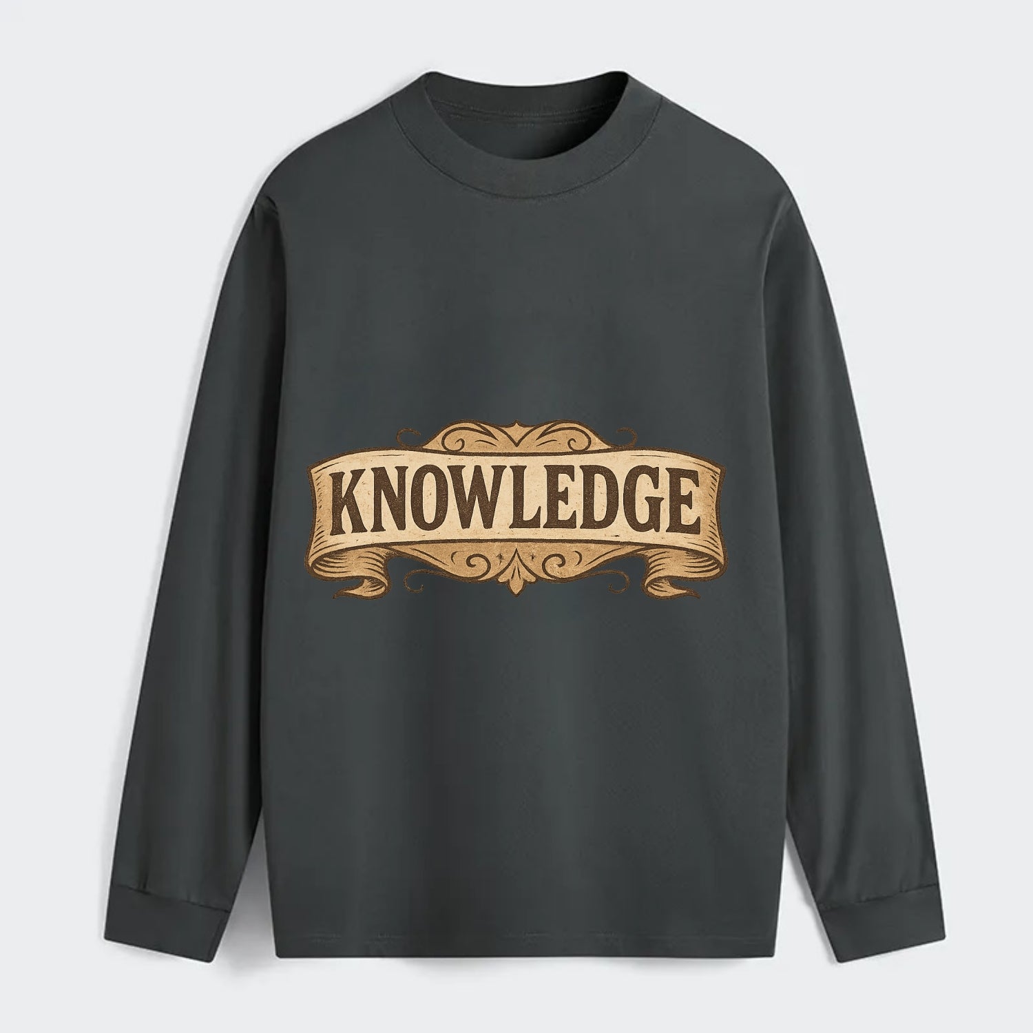 Bold typography design - "KNOWLEDGE" - learning, understanding - Classic Long Sleeve Shirt - Gray