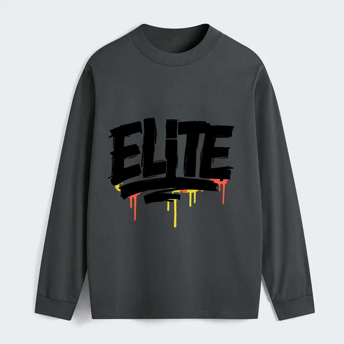 Bold typography design - "ELITE" - top tier, highest level - Classic Long Sleeve Shirt - Gray