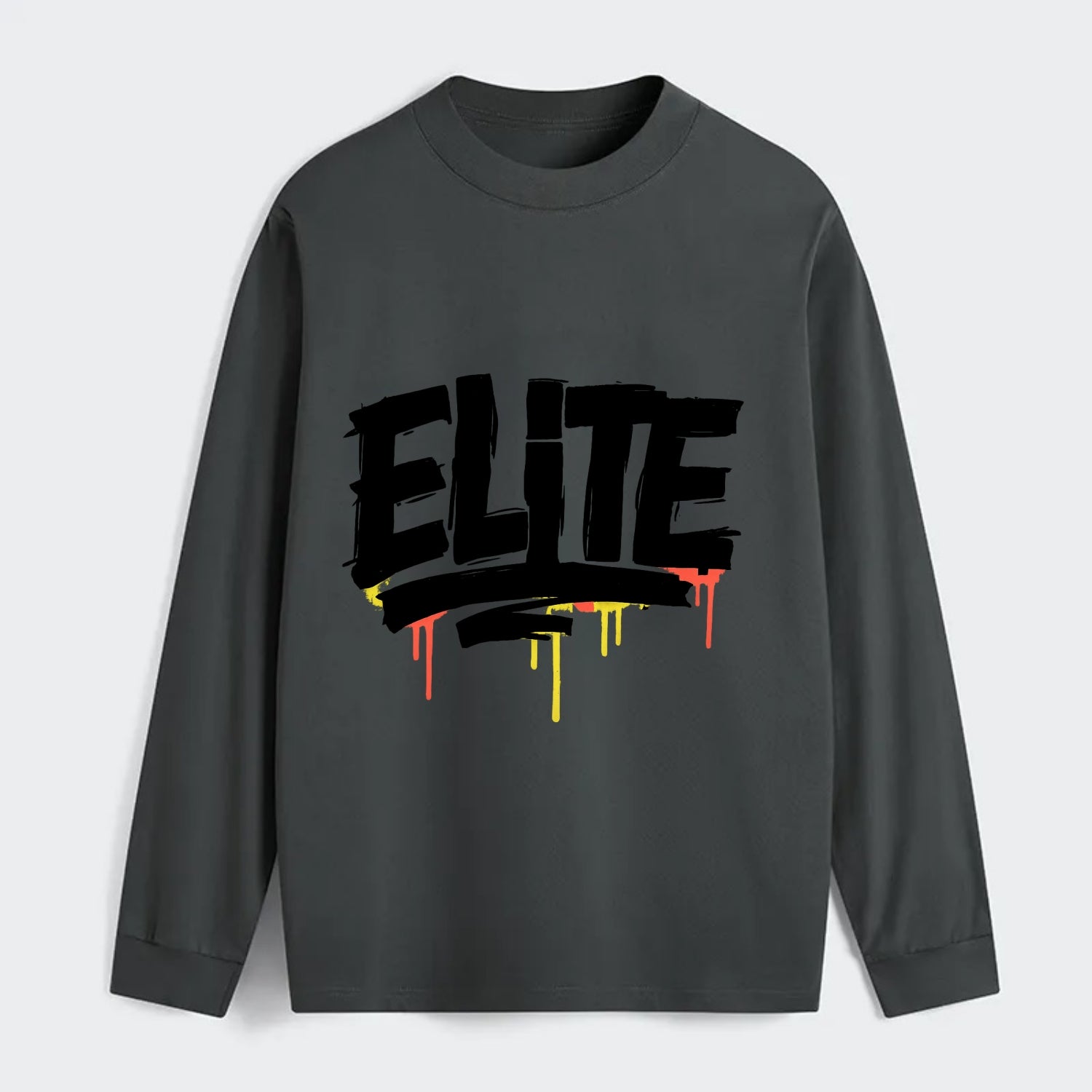 Bold typography design - "ELITE" - top tier, highest level - Classic Long Sleeve Shirt - Gray