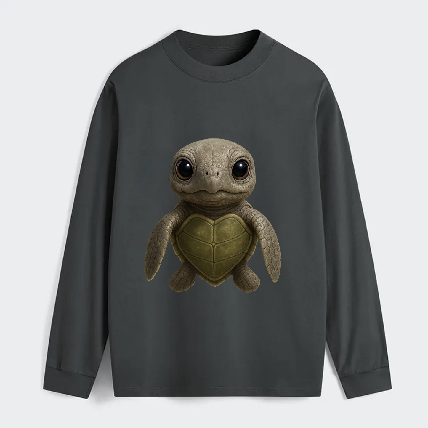 Baby Olive Ridley Turtle - olive green shell, heart-shaped carapace, - Classic Long Sleeve Shirt - Gray