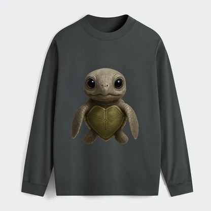 Baby Olive Ridley Turtle - olive green shell, heart-shaped carapace, - Classic Long Sleeve Shirt - Gray