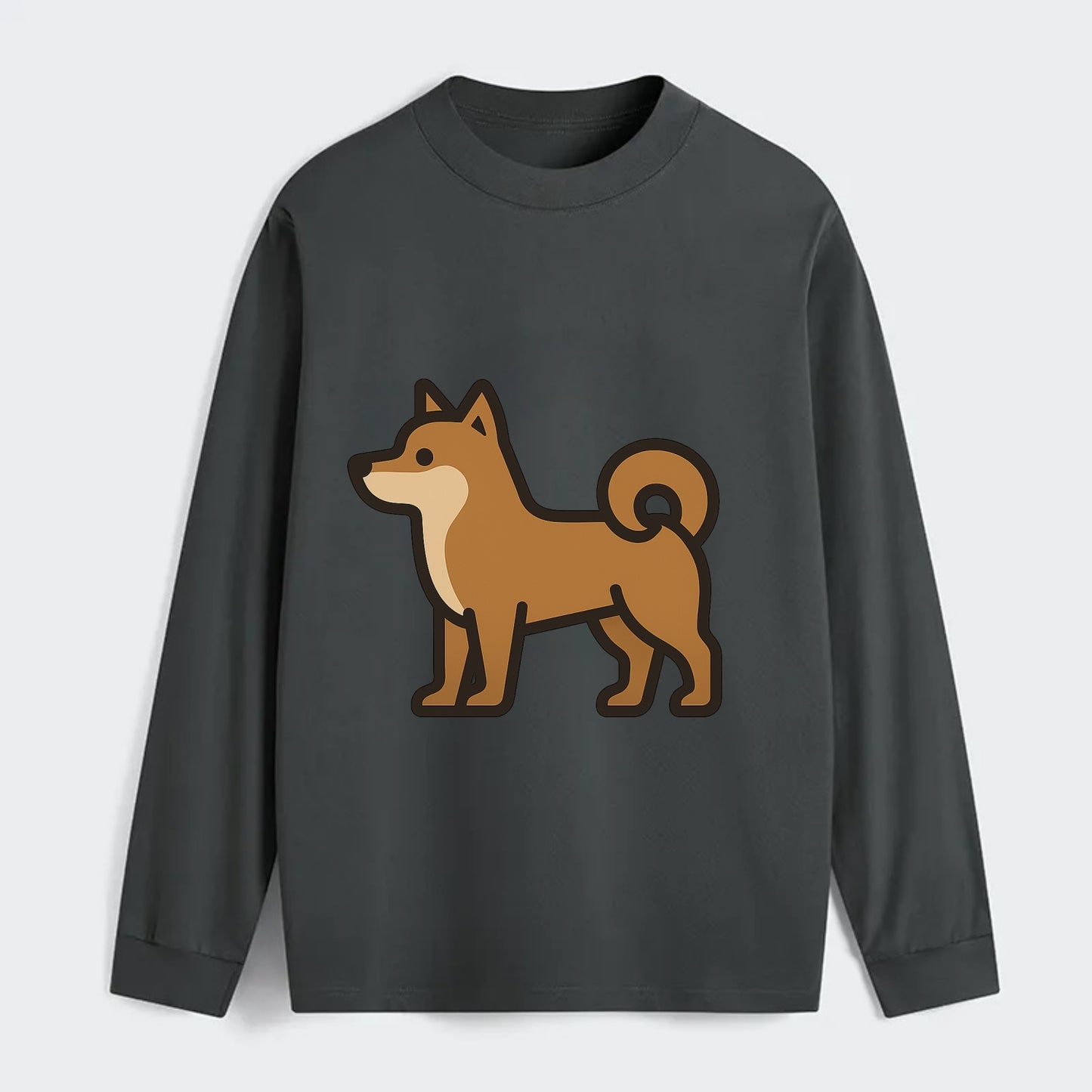 Shiba Inu - Red sesame flat side profile - Classic Long Sleeve Shirt - Gray