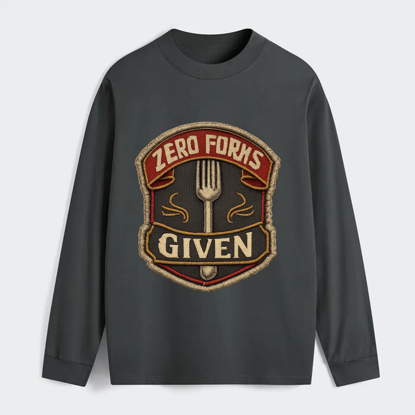ZERO FORKS GIVEN - fork with text in silver , no cares attitude - Classic Long Sleeve Shirt - Gray