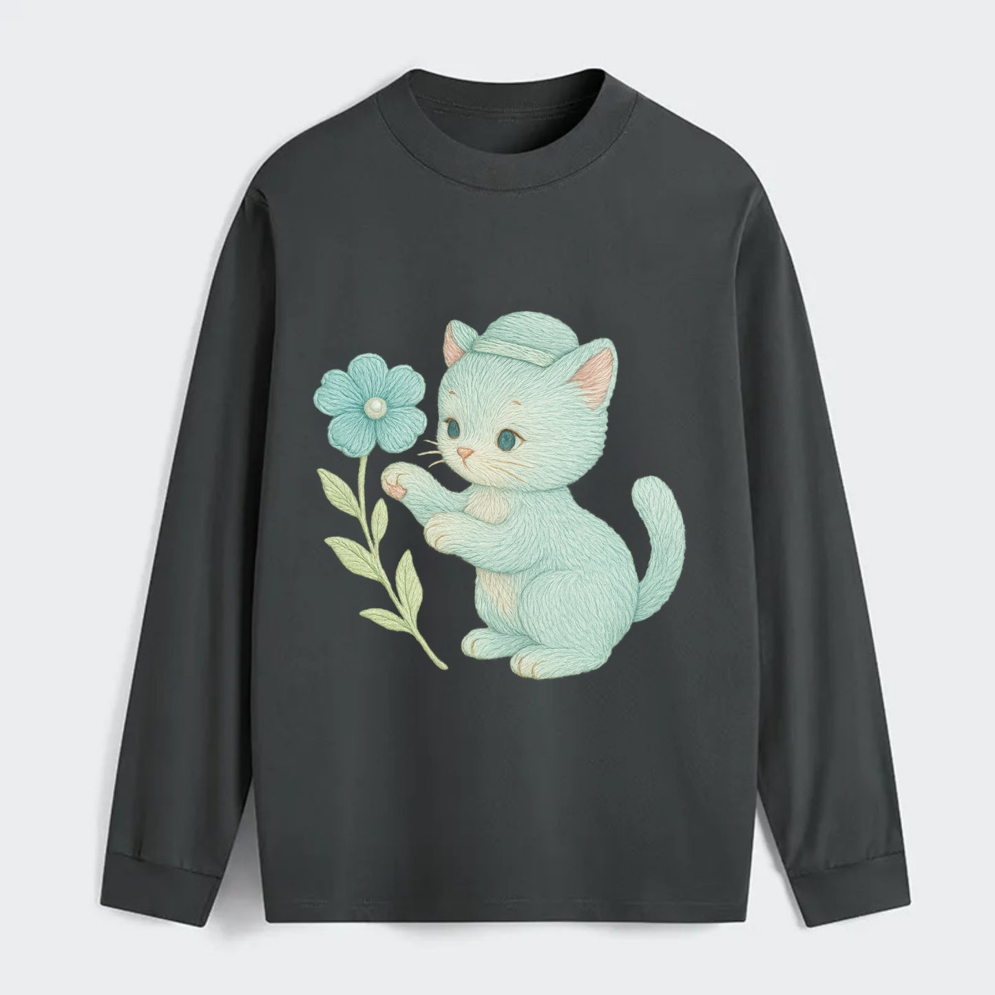 Aqua Kitten - Classic Long Sleeve Shirt - Gray