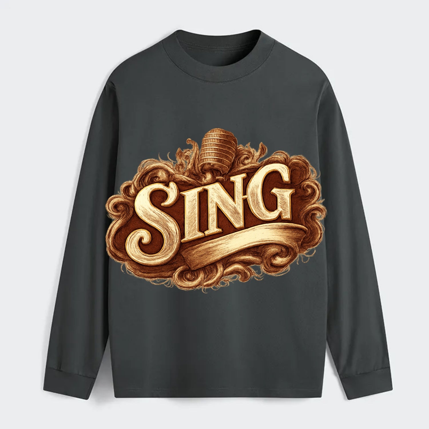 Bold typography design - "SING" - vocal expression, musical soul - Classic Long Sleeve Shirt - Gray