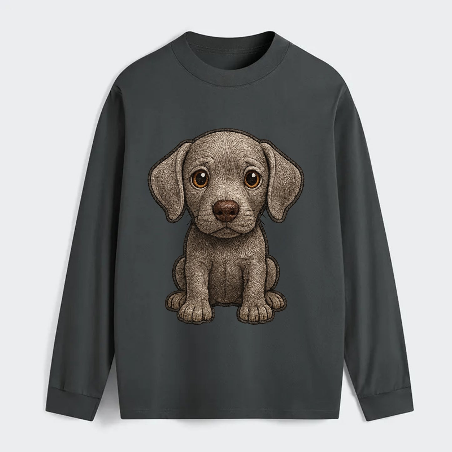 Baby Weimaraner Puppy - silver-gray coat, amber eyes, sleek body, - Classic Long Sleeve Shirt - Gray