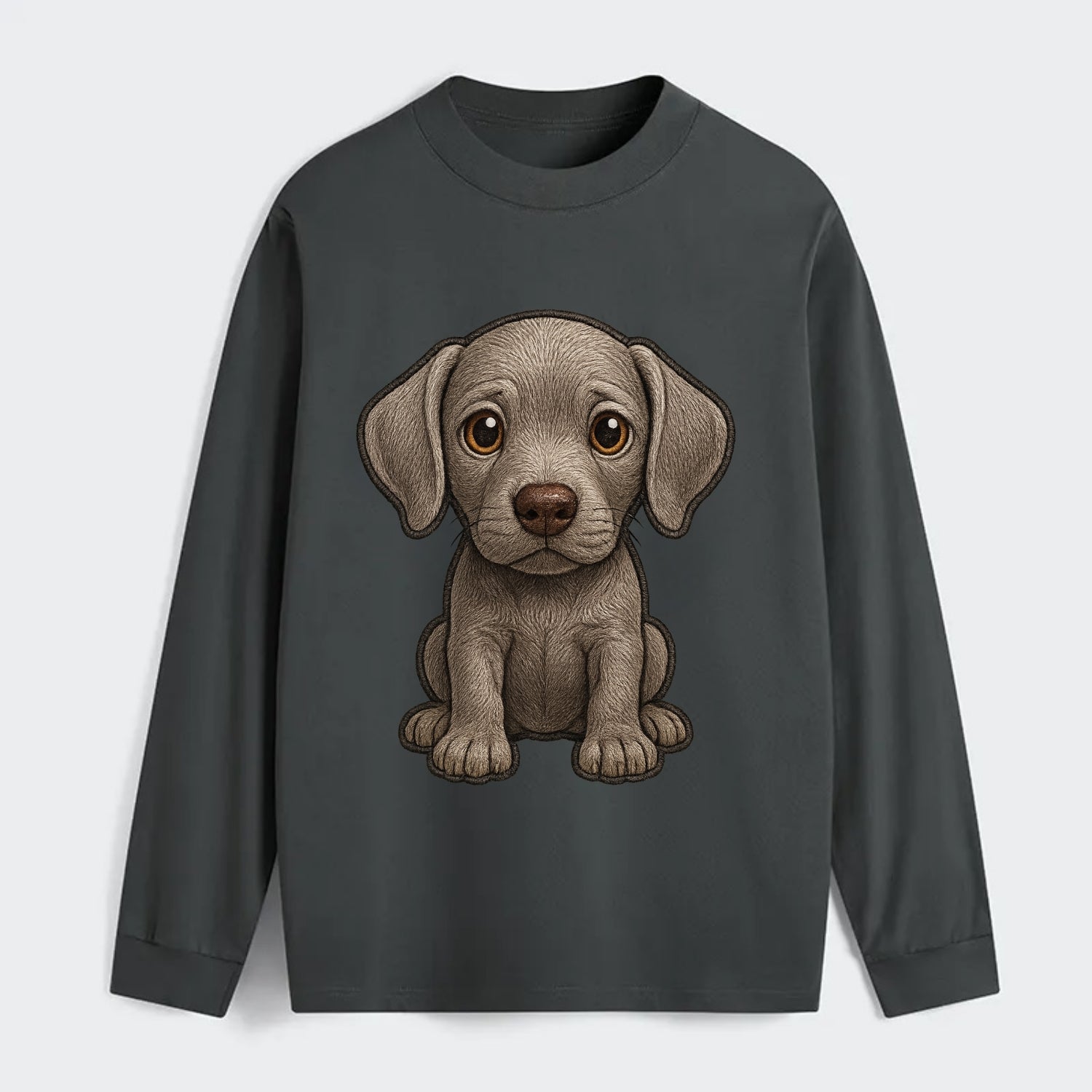 Baby Weimaraner Puppy - silver-gray coat, amber eyes, sleek body, - Classic Long Sleeve Shirt - Gray