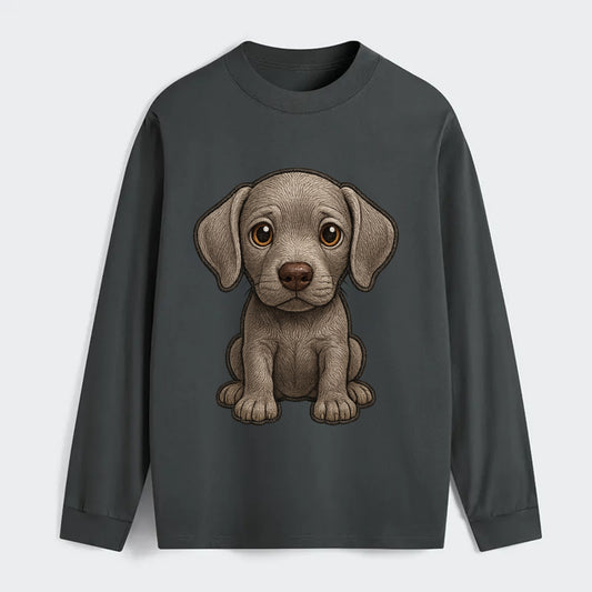 Baby Weimaraner Puppy - silver-gray coat, amber eyes, sleek body, - Classic Long Sleeve Shirt - Gray