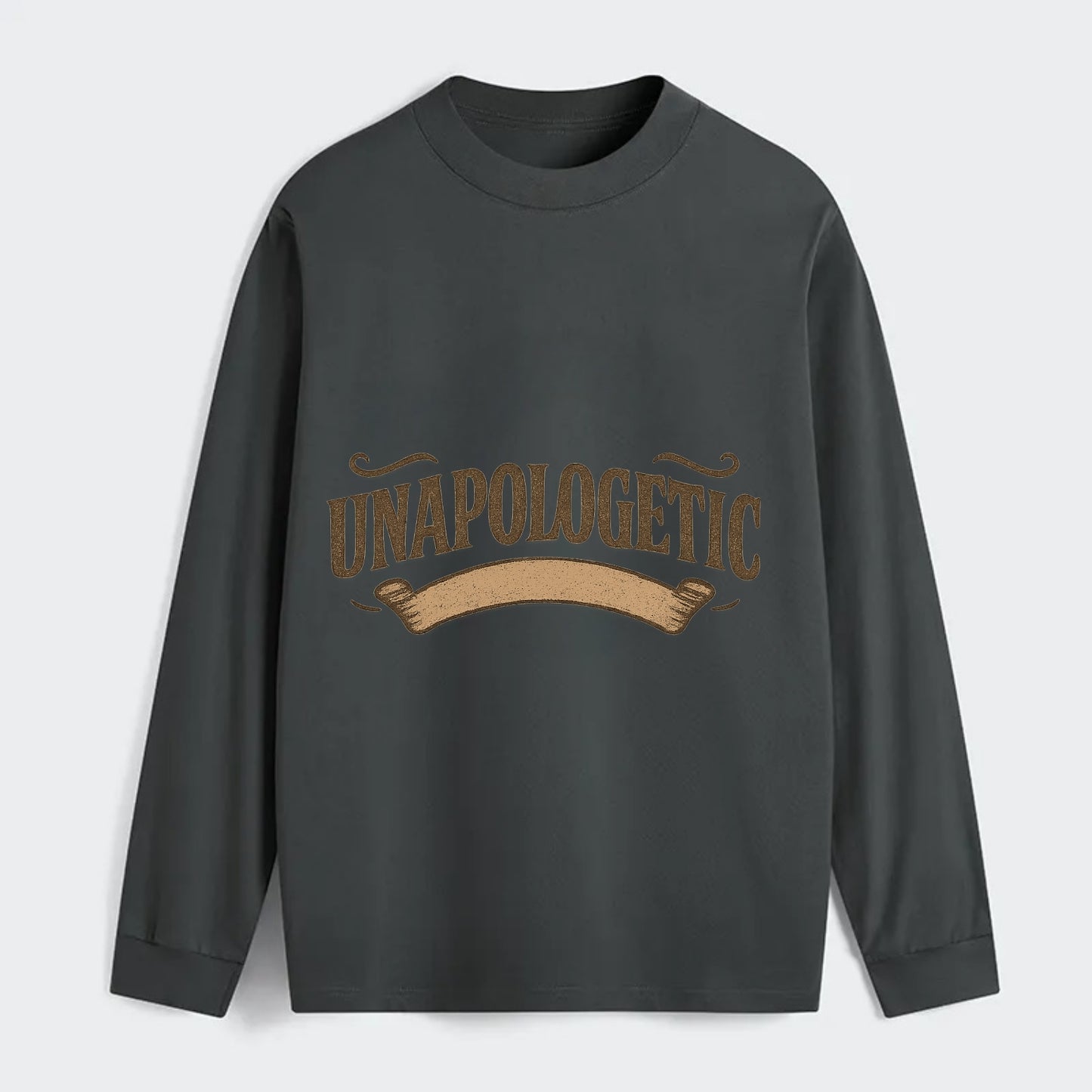 Bold typography design - "UNAPOLOGETIC" - no regrets, owning it - Classic Long Sleeve Shirt - Gray