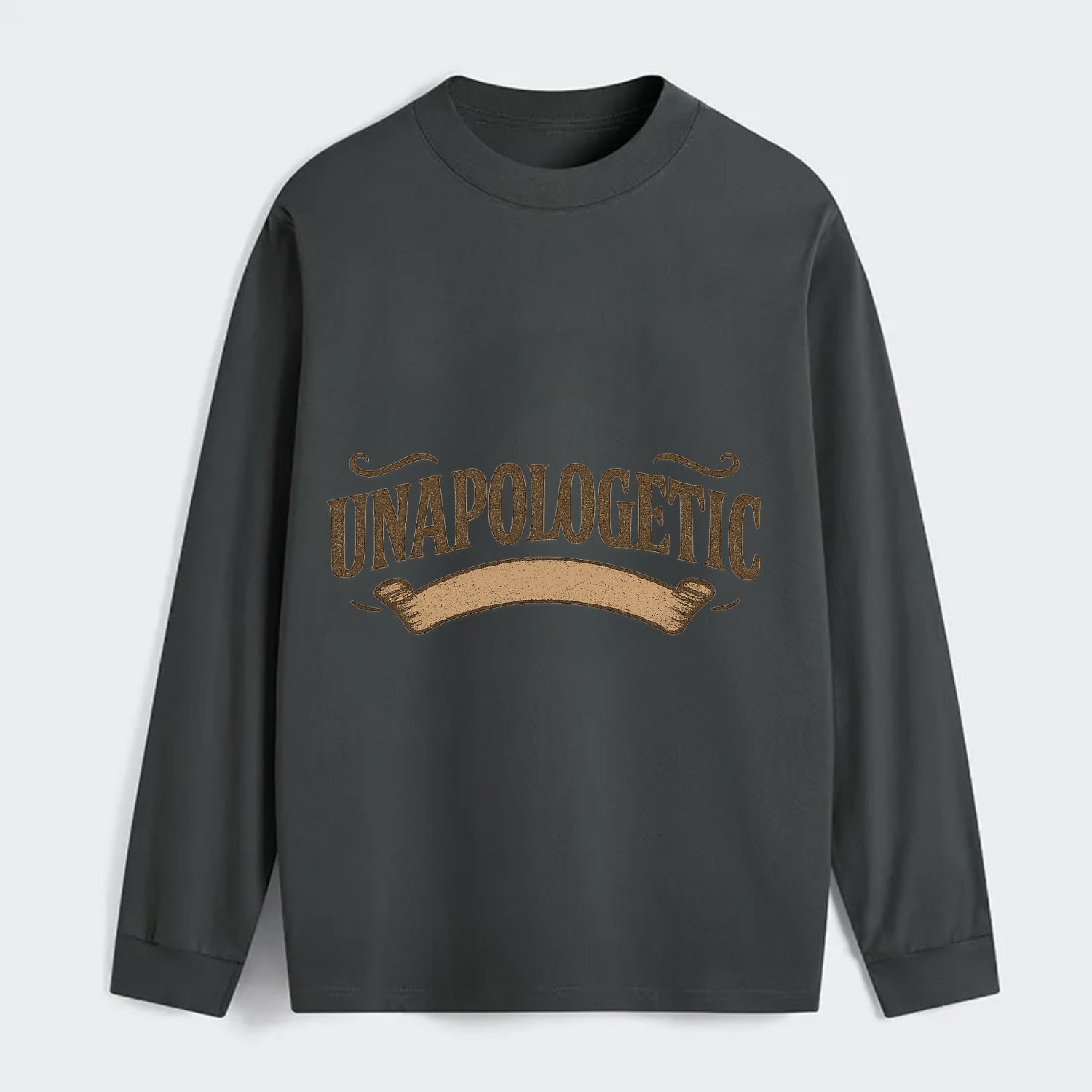 Bold typography design - "UNAPOLOGETIC" - no regrets, owning it - Classic Long Sleeve Shirt - Gray