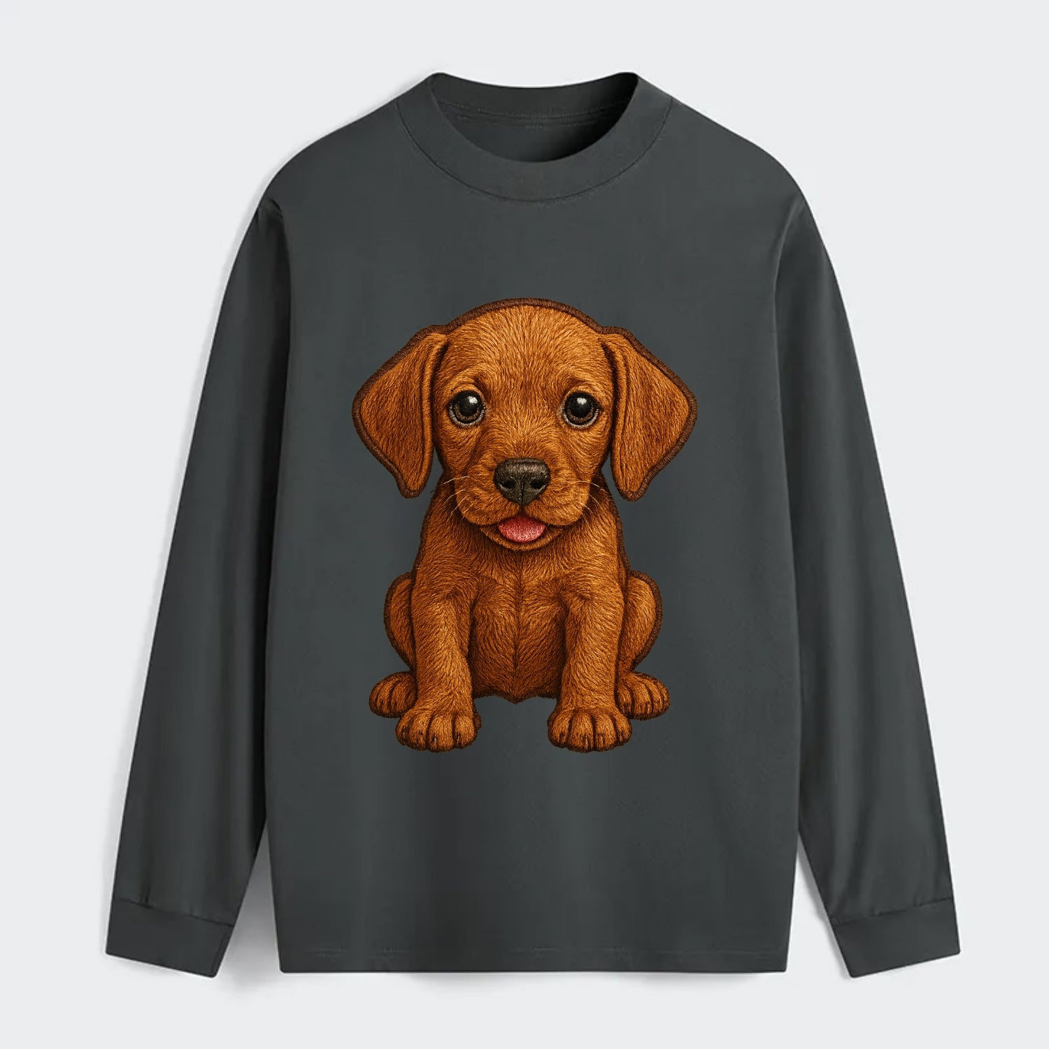 Baby Vizsla Puppy - golden rust coat, soulful eyes, athletic build, - Classic Long Sleeve Shirt - Gray
