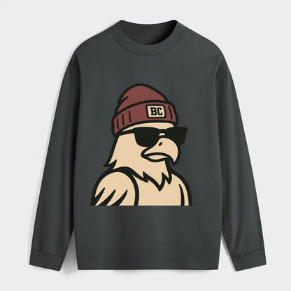 Chestnut Hill Eagle wearing Boston College beanie with BC patch - Classic Long Sleeve Shirt - Gray