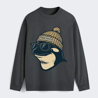 Vancouver Orca wearing Vancouver beanie - Classic Long Sleeve Shirt - Gray