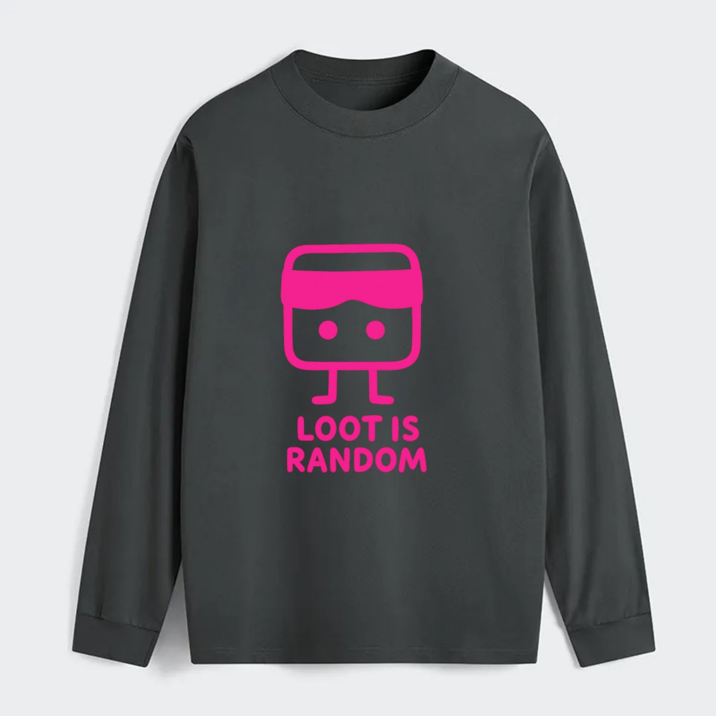 LOOT IS RANDOM | Dice wearing blindfold - Classic Long Sleeve Shirt - Gray