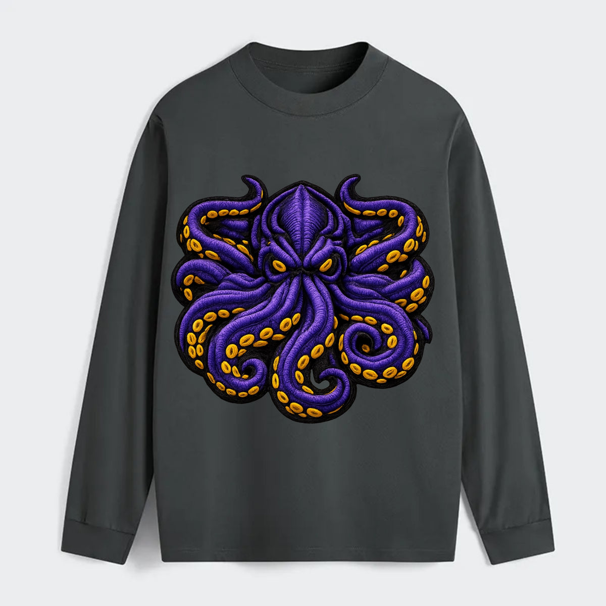 KRAKEN TENTACLES - sea monster in purple and black , deep sea - Classic Long Sleeve Shirt - Gray