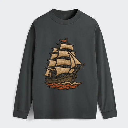 Sailing Ship  - Classic Long Sleeve Shirt - Gray
